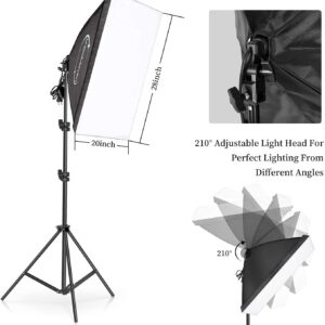 ShowMaven Softbox Lighting Kit Photography- Professional Continuous Light System Photo Lighting Kit with E27 135W Bulbs 5500K Photo Equipment for Portraits Video Shooting