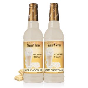 jordan's skinny syrups sugar free coffee syrup, white chocolate flavor mix, zero calorie flavoring for lattes, protein shake, cocktail & more, gluten free, keto friendly, 25.4 fl oz (pack of 2)