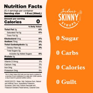 Jordan's Skinny Syrups Sugar Free Coffee Syrup, Caramel Pecan Flavor Drink Mix, Zero Calorie Flavoring for Chai Latte, Protein Shake, Food & More, Gluten Free, Keto Friendly, 25.4 Fl Oz, 2 Pack