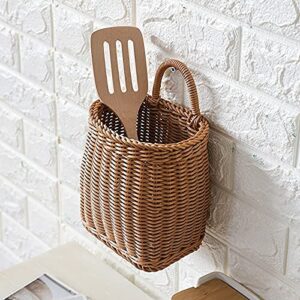 Hanging Woven Storage Basket, Decorative Wall Basket Organizer for Plants, Key, Sunglasses, Wallet on Door, Fern Wall Hanging Basket Planter