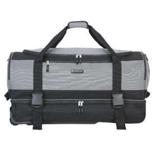 travelers club pinnacle travel rolling duffel bag, light grey, checked-large 30-inch