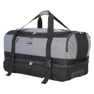 Travelers Club Pinnacle Travel Rolling Duffel Bag, Light Grey, Checked-Large 30-Inch