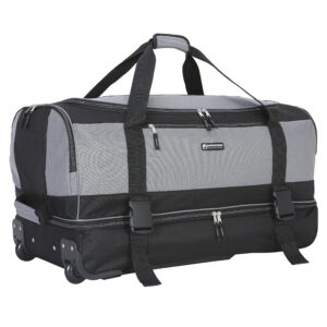 Travelers Club Pinnacle Travel Rolling Duffel Bag, Light Grey, Checked-Large 30-Inch