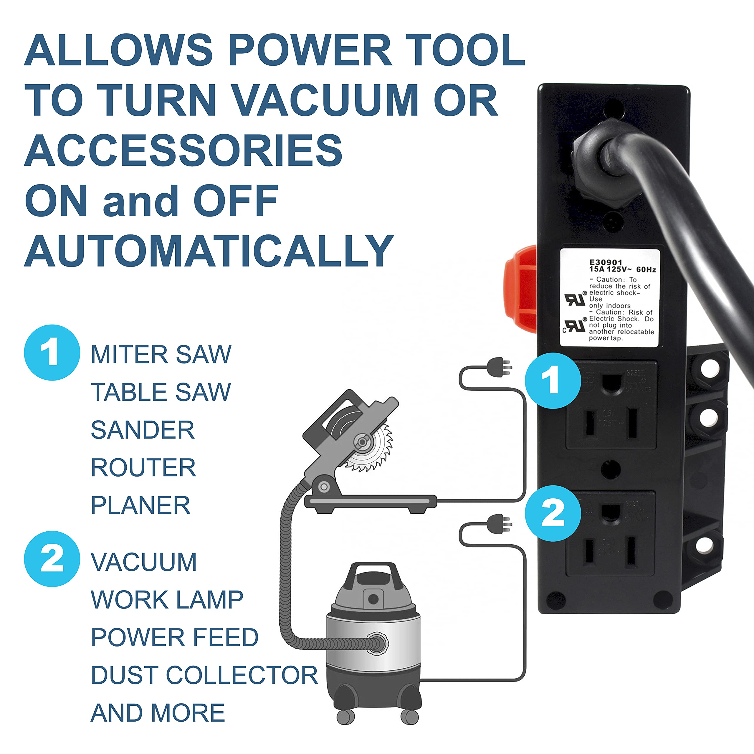 HQRP Multi-Purpose Router Table Power Switch, Dust Control Switch, Power Tool Switch, 15A 125V UL Listed