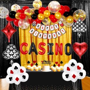 Casino Theme Party Decorations, Casino Birthday Party Decorations Supplies, Las Vegas Party Decorations, Poker Happy Birthday Banner, CASINO Letter Balloons Banner, Casino Balloons Garland Set