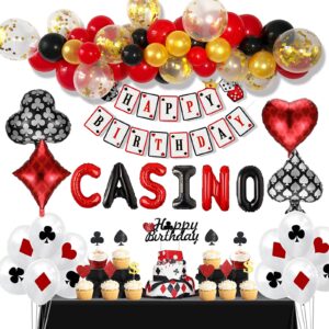 Casino Theme Party Decorations, Casino Birthday Party Decorations Supplies, Las Vegas Party Decorations, Poker Happy Birthday Banner, CASINO Letter Balloons Banner, Casino Balloons Garland Set