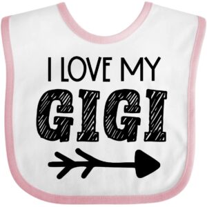 inktastic I Love My Gigi with Arrow Baby Bib White and Pink 3f340