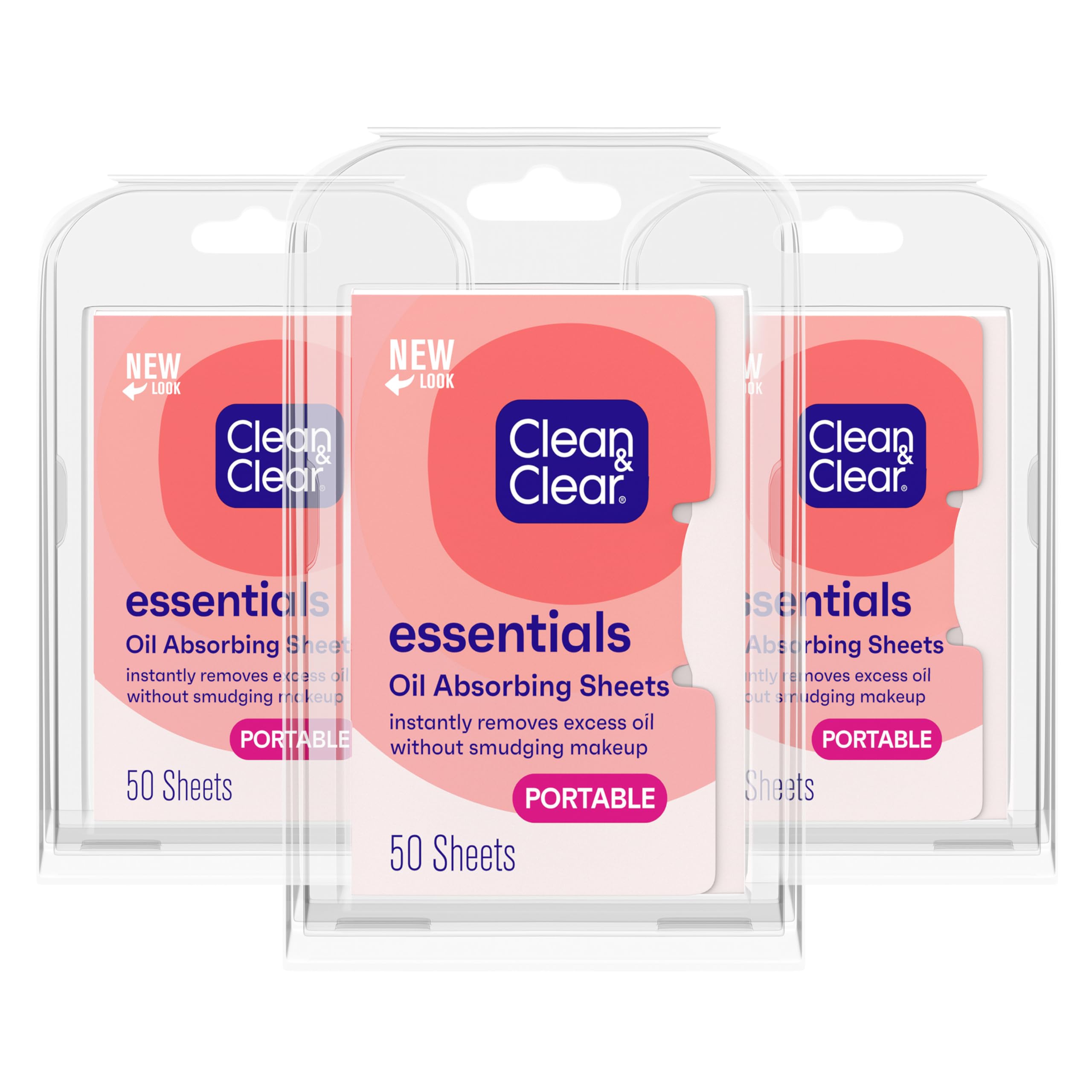 Clean & Clear Oil Absorbing Facial Sheets, Portable Blotting Papers for Face & Nose, Absorbing Blotting Sheets for Oily Skin to Instantly Remove Excess Oil & Shine, 3 x 50 ct