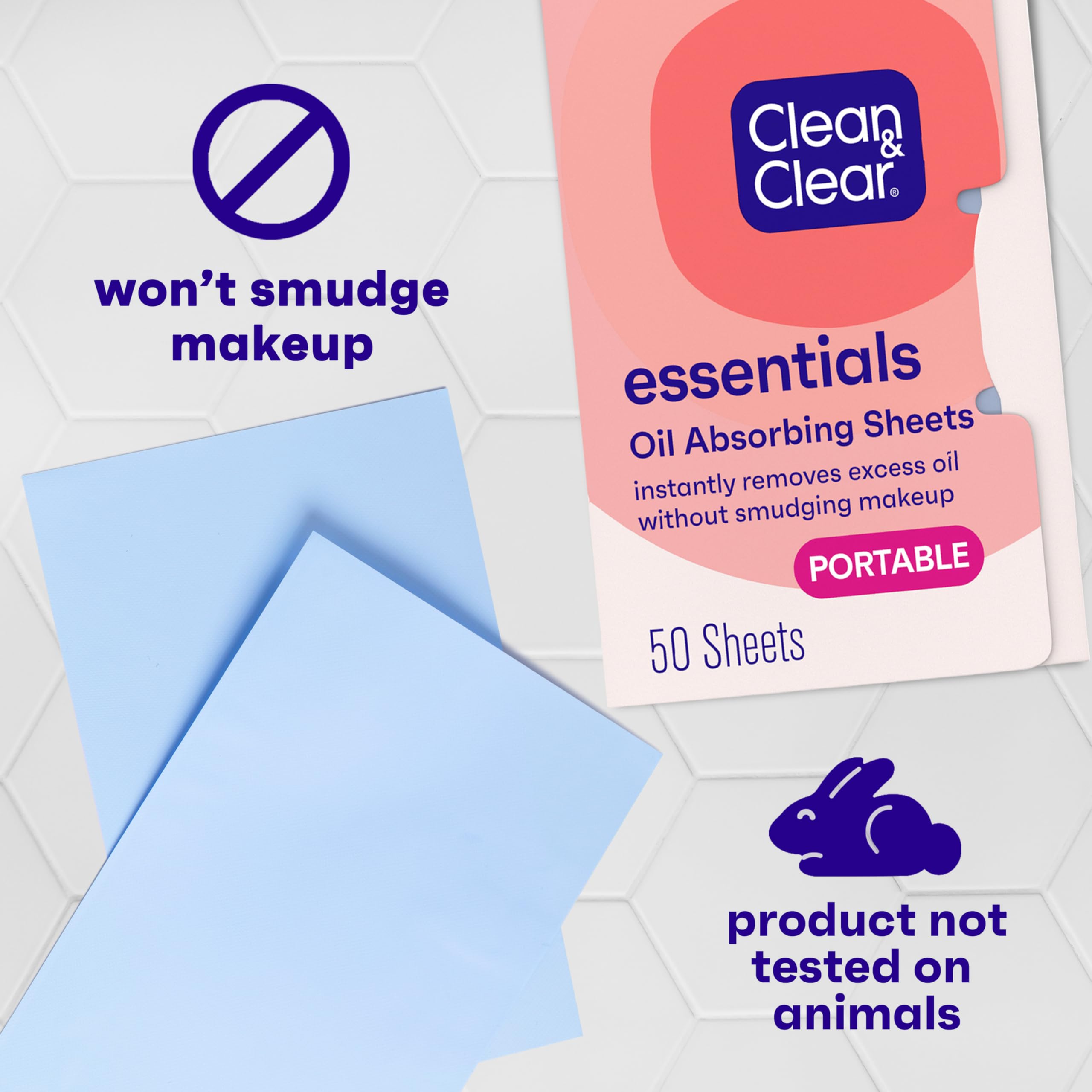 Clean & Clear Oil Absorbing Facial Sheets, Portable Blotting Papers for Face & Nose, Absorbing Blotting Sheets for Oily Skin to Instantly Remove Excess Oil & Shine, 3 x 50 ct