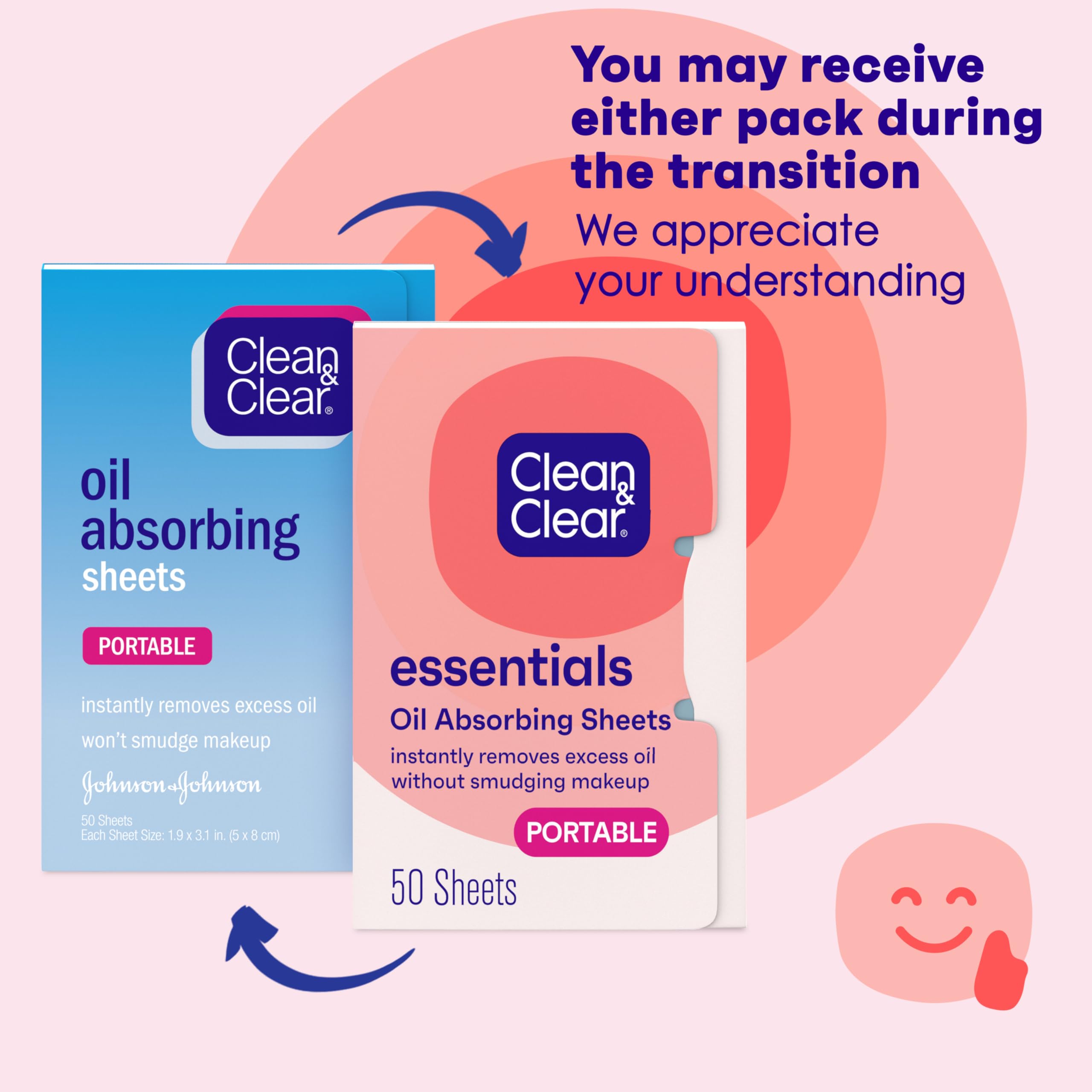 Clean & Clear Oil Absorbing Facial Sheets, Portable Blotting Papers for Face & Nose, Absorbing Blotting Sheets for Oily Skin to Instantly Remove Excess Oil & Shine, 3 x 50 ct