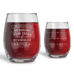 bad bananas coworker gifts for women - congratulations on pursuing your dream of not working here anymore - 21 oz stemless wine glass - going away, farewell, goodbye gifts for coworkers