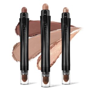 luxaza 3pcs neutral brown eyeshadow stick set, matte and shimmer creamy eyeshadow pencil, shiny pink shadow, waterproof long lasting smoky eye makeup…