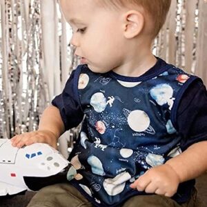 BapronBaby Outer Space Bapron - No Neck Tie Safer Bib for Baby & Toddler - Soft Waterproof Stain Resistant - Machine Washable - Sz Baby/Toddler 6m-3T