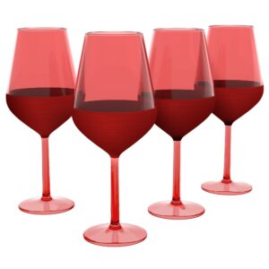 rakle – matte red wine glasses set of 4– 16.5oz glass set ideal for special events, themed parties, dinner table, everyday use – modern and elegant design - luxury wine glasses