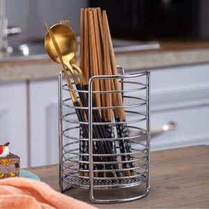 kaileyouxiangongsi utensil drying rack/chopsticks/spoon/fork/knife drainer basket flatware storage drainer (silver)