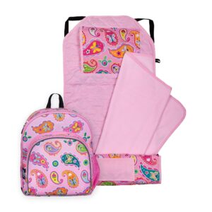 wildkin 12 inch kids backpack with modern nap mat (paisley)