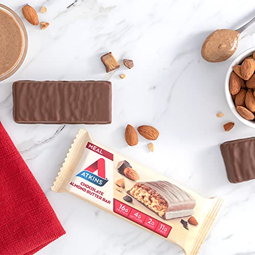 Atkins Chocolate Almond Butter Protein Meal Bar, Keto Friendly, 5 Count