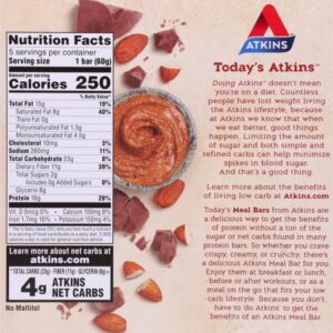 Atkins Chocolate Almond Butter Protein Meal Bar, Keto Friendly, 5 Count