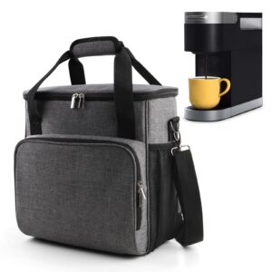baglher coffee maker storage bag, waterproof travel carrying organizer case, suitable for kering coffee machines and other accessories, dustproof tote bag with shoulder strap grey