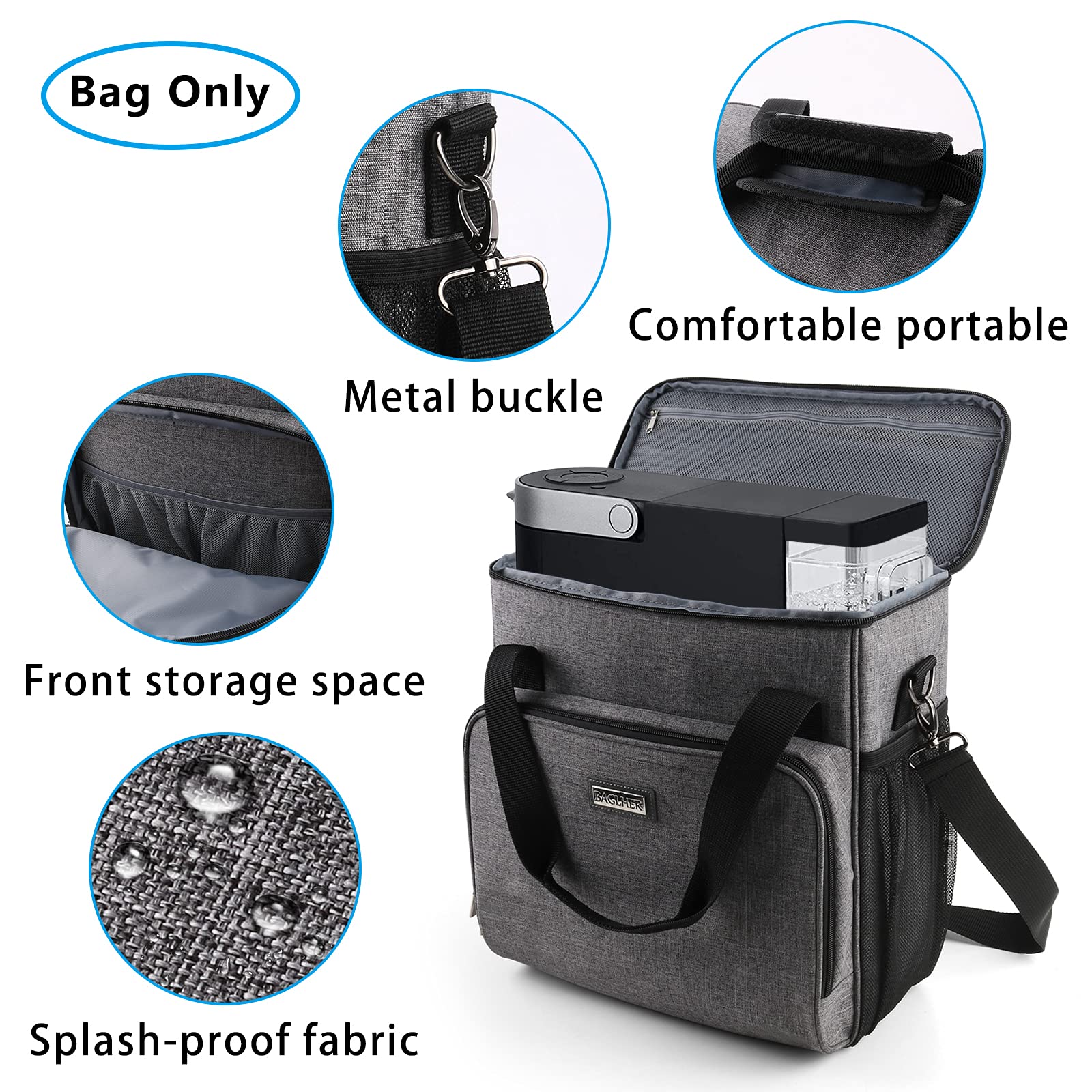 BAGLHER Coffee Maker Storage Bag, Waterproof Travel Carrying Organizer Case, Suitable for Kering Coffee Machines and Other Accessories, Dustproof Tote Bag with Shoulder Strap Grey