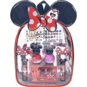 disney minnie mouse - townley girl cosmetic makeup gift bag set includes lip gloss, nail polish & hair accessories for kids girls, ages 3+ perfect for parties, sleepovers & makeovers