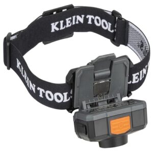 Klein Tools 56414 Rechargeable 2-Color LED Headlamp, Fabric Strap, Spotlight, Floodlight, Red LED, 800 Lumens, USB Cable, Camping, Running