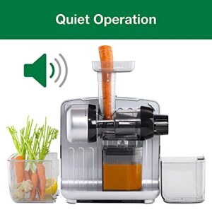 Omega Juicer JCUBE500SV Cold Press 365 Slow Masticating Juice Extractor and Nutrition System with Onboard Storage, 200-Watts, Silver