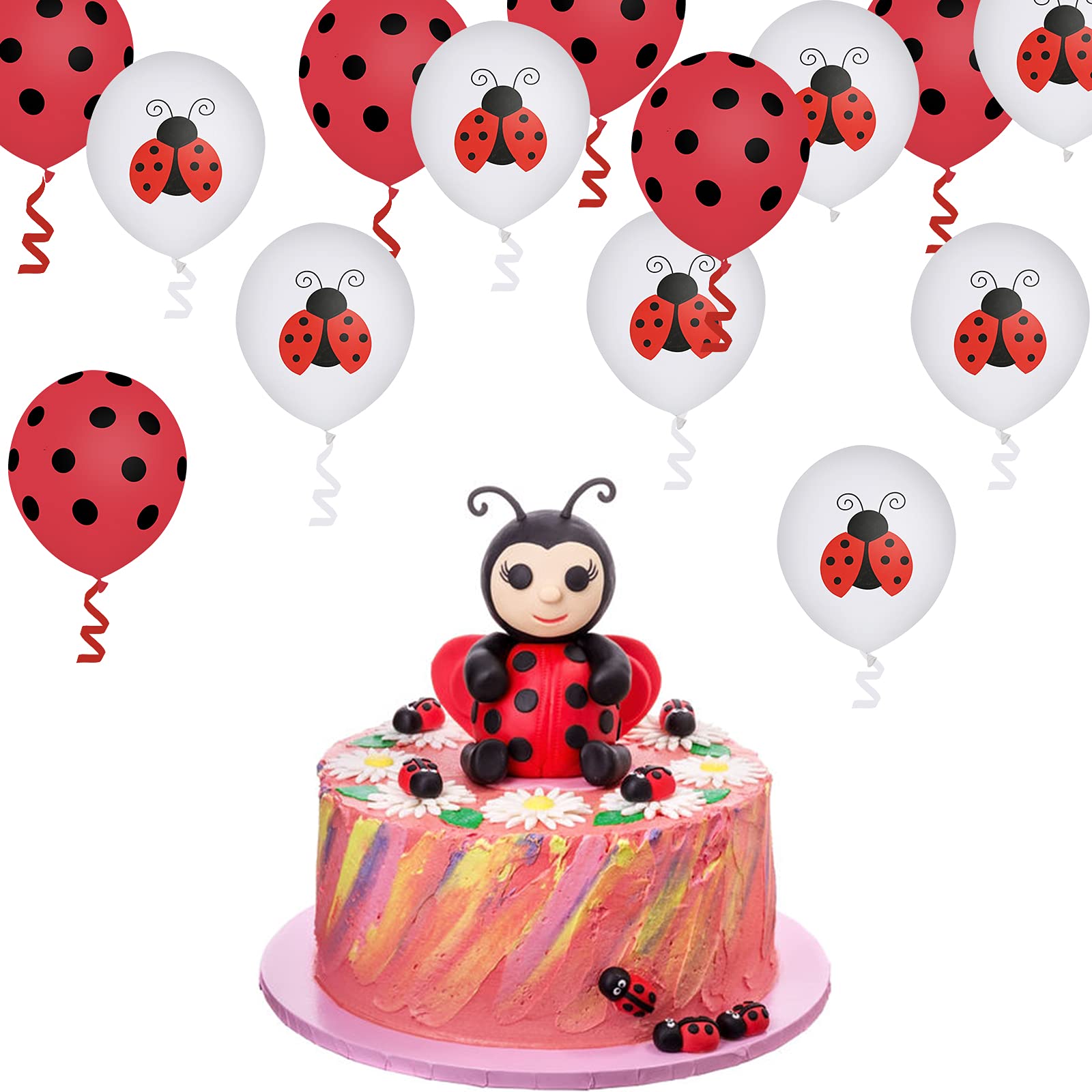 30 Pcs Ladybug Theme Balloons Red Black Polka Dot Balloons 12 Inches Ladybug Decoration Balloon for Ladybug Theme Birthday Party Supplies