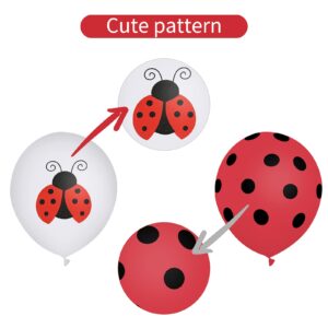 30 Pcs Ladybug Theme Balloons Red Black Polka Dot Balloons 12 Inches Ladybug Decoration Balloon for Ladybug Theme Birthday Party Supplies