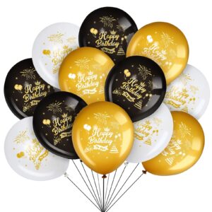 45 piece 12 inch birthday party latex balloons, black gold white theme party balloon birthday anniversary party decoration for girl boy women men birthday party supplies indoor outdoor decoration