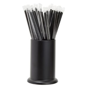 Okuna Outpost Matte Black Utensil Holder for Kitchen Organization, Metal Straw Container for Counter Decor (5 x 6.5 In)