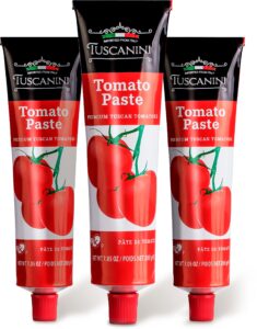 tuscanini premium double concentrated tomato paste tube, 7.5oz (3 pack) made with premium italian tomatoes
