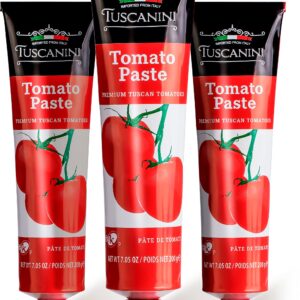 Tuscanini Premium Double Concentrated Tomato Paste Tube, 7.5oz (3 Pack) Made with Premium Italian Tomatoes