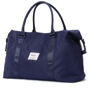 travel duffel bag,sports tote gym bag,shoulder weekender overnight bag for women,navy blue