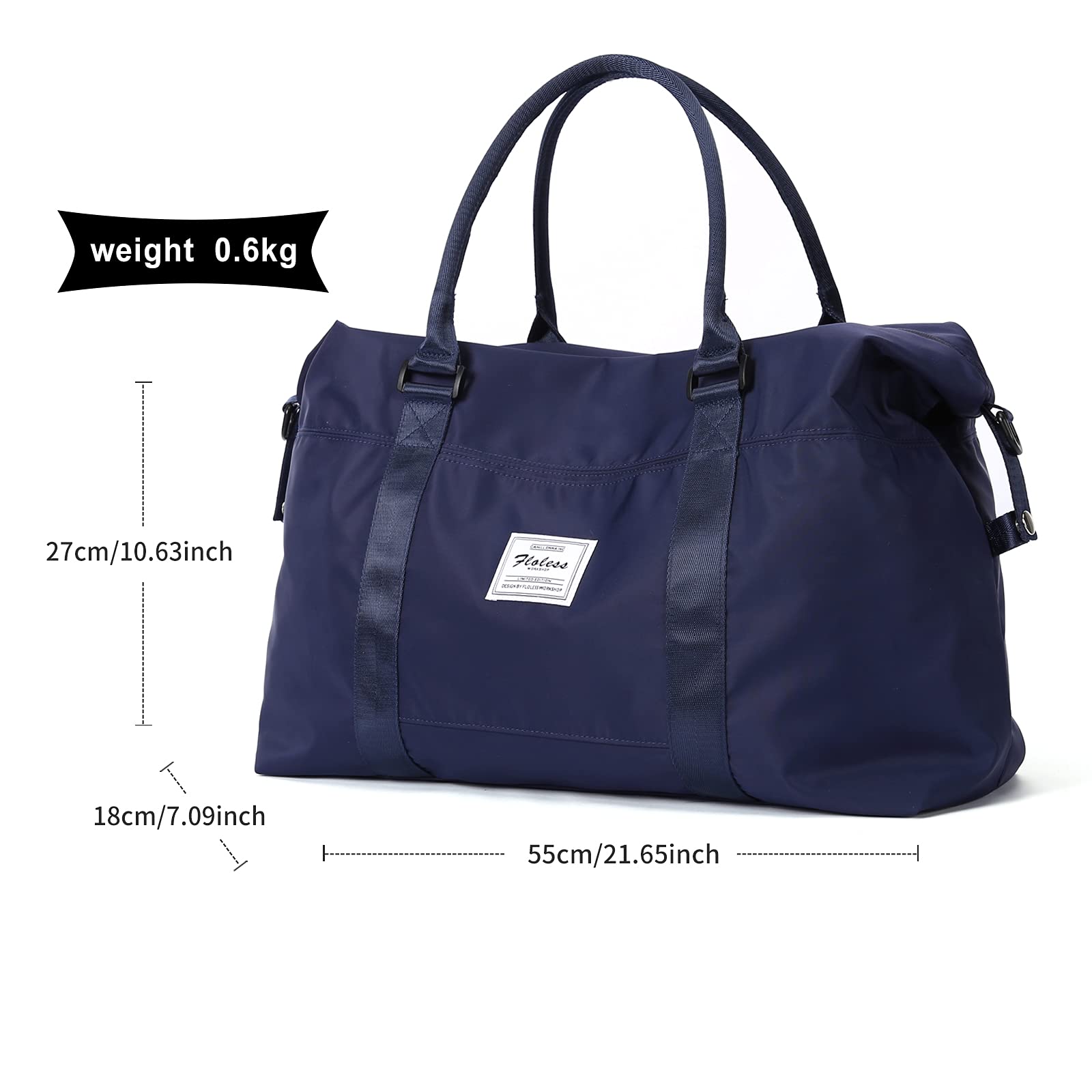 Travel Duffel Bag,Sports Tote Gym Bag,Shoulder Weekender Overnight Bag for Women,Navy Blue