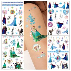 godson princess tattoos 4sheets fake temporary tattoos for kids women adults party favors birthday decorations, 4 count (pack of 1)