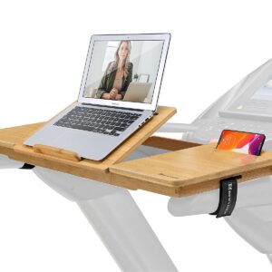 Nnewvante Treadmill Desk Attachment Bamboo Walking Laptop Stand Holder Workstation Adjustable Desktop Laptop Tray for Treadmill Handlebars up to 32.5 inches