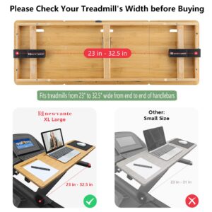 Nnewvante Treadmill Desk Attachment Bamboo Walking Laptop Stand Holder Workstation Adjustable Desktop Laptop Tray for Treadmill Handlebars up to 32.5 inches