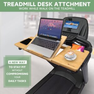 Nnewvante Treadmill Desk Attachment Bamboo Walking Laptop Stand Holder Workstation Adjustable Desktop Laptop Tray for Treadmill Handlebars up to 32.5 inches