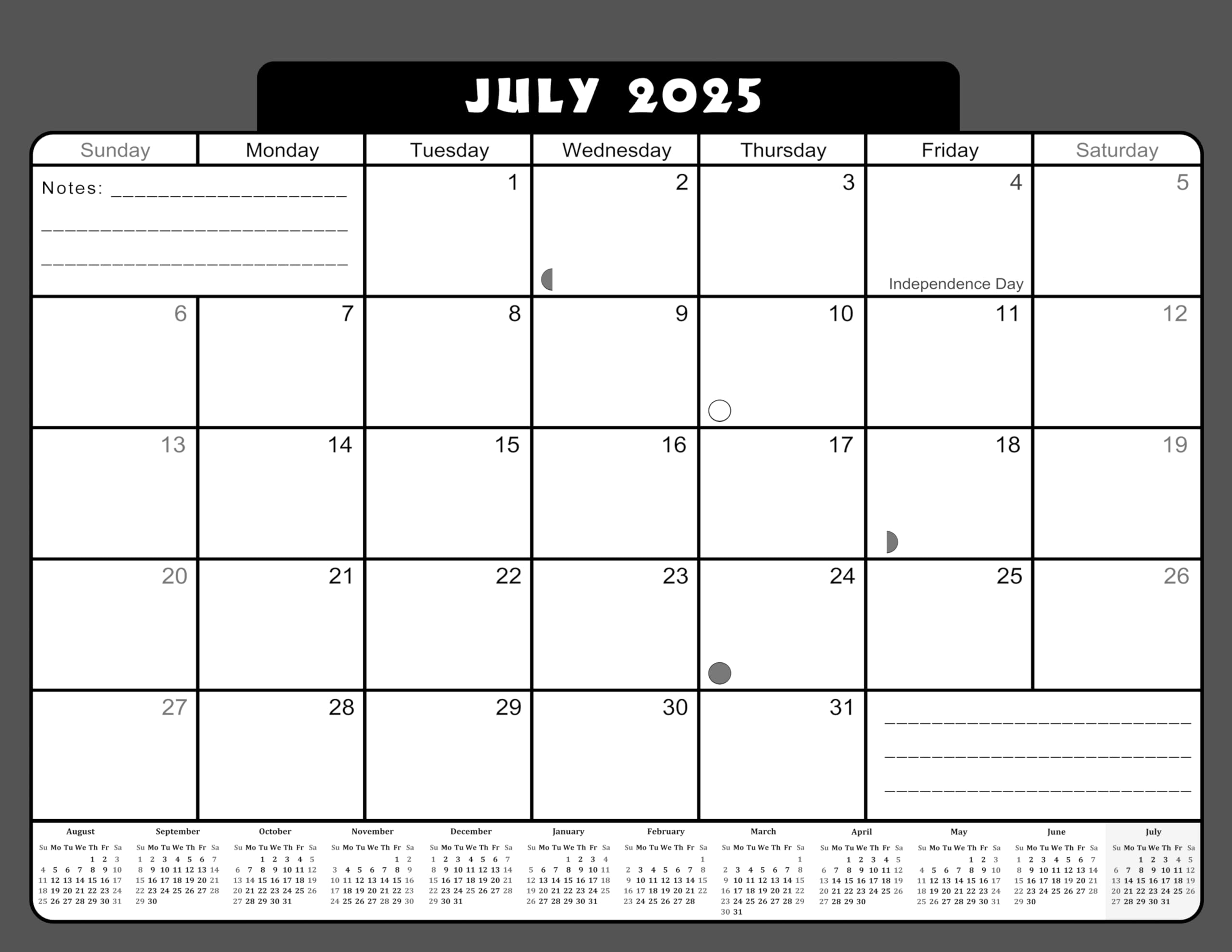 2024-2025 Academic Year 12 Months Student Calendar/Planner for 3-Ring Binder, Desk or Wall (Edition #023)