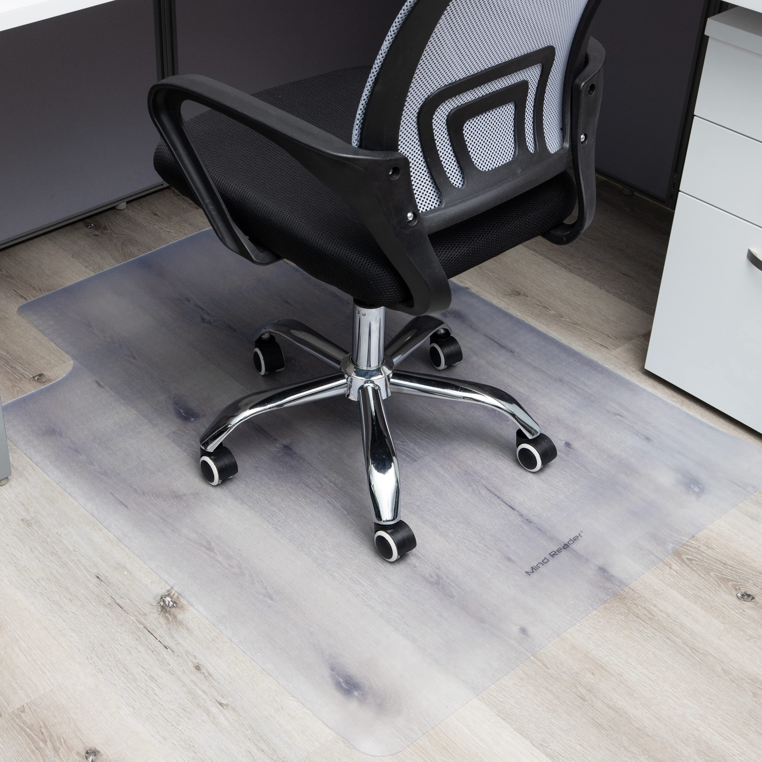 Mind Reader Office Chair Mat for Hardwood Floors, Under Desk Floor Protector, Rolling, PVC, 47" L x 35.25" W x 0.125" H, Clear