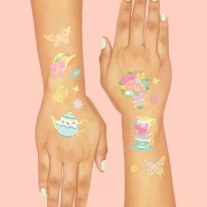 xo, Fetti Tea Party Temporary Tattoos - 48 Glitter Styles | Partea Birthday Party Supplies, Tea Kettle, Cupcakes, Butterfly Arts and Crafts, Easter, Mother's Day