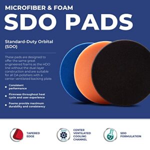 SDO Foam Polisher Buffer Pads (Black, Orange, & Blue, 5.5”)- Premium Compounding & Polishing Pads - Dense Foam Polishing Pads for Car Polishing Kit - Car Buffer Pads w/Tapered Edge