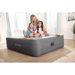 Intex 64095T TruAire Luxury Queen-Sized Air Mattress 18 Inch Tall Airbed with Built-in Air Pump and Carrying Storage Bag, Gray