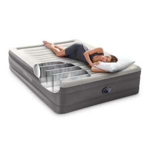 Intex 64095T TruAire Luxury Queen-Sized Air Mattress 18 Inch Tall Airbed with Built-in Air Pump and Carrying Storage Bag, Gray