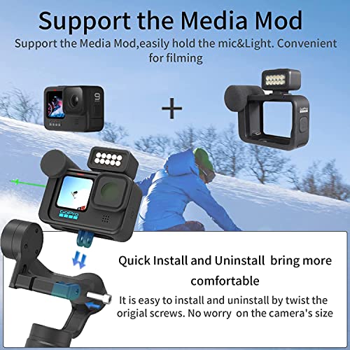 INKEE Falcon Plus Action Camera Gimbal Stabilizer Compatible with GoPro Hero 12/11/10/9/8/7/6/5, OSMO Action,Insta360,Support GoPro Media Mod 9H Battery Life, with Tripod and Extension Rod Kits