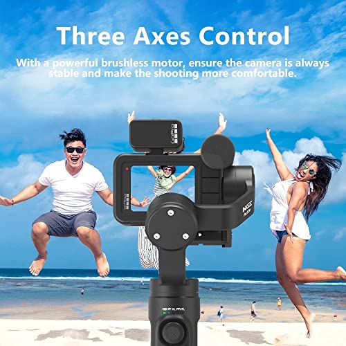 INKEE Falcon Plus Action Camera Gimbal Stabilizer Compatible with GoPro Hero 12/11/10/9/8/7/6/5, OSMO Action,Insta360,Support GoPro Media Mod 9H Battery Life, with Tripod and Extension Rod Kits