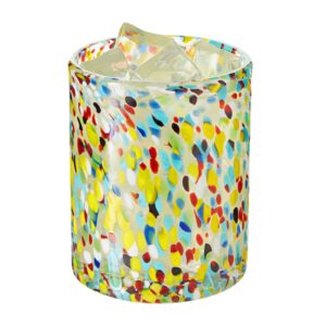 Okuna Outpost 10 oz Hand Blown Mexican Drinking Glasses, Full Confetti Tumbler Cups (Set of 6)