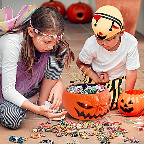 FUNPENY Halloween Candy Bowl, Animated Pumpkin Candy Holder, Lighted Red Eyes and Sound Candy Dish with Motion Activated for Trick-or-Treaters Party