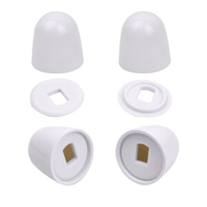 4 pieces toilet bolts caps, a.i.force toilet bolt covers, universal toilet floor caps with extra washers for easy installation, plastic round push-on toilet bowl bolt caps covers, 1.44" height, almond